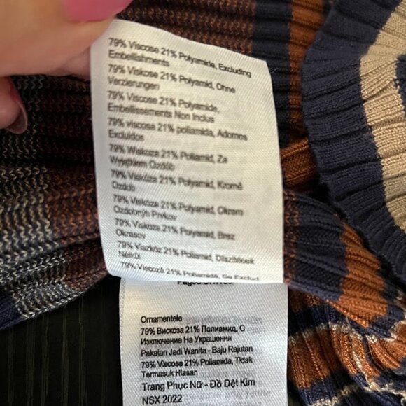 COTTON ON Orange Blue Striped Sleeveless Turtleneck Knit Sweater Top Size Medium - Picture 13 of 13